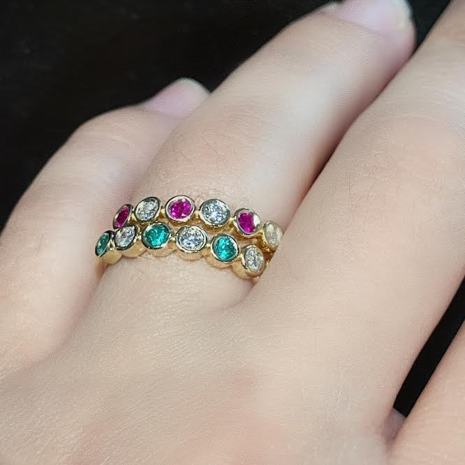 Bezel Set Ruby and Diamond Anniversary Band