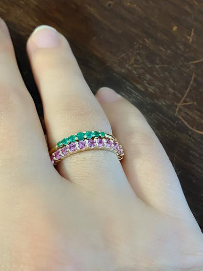 Graduated Seven Stone Emerald Ring