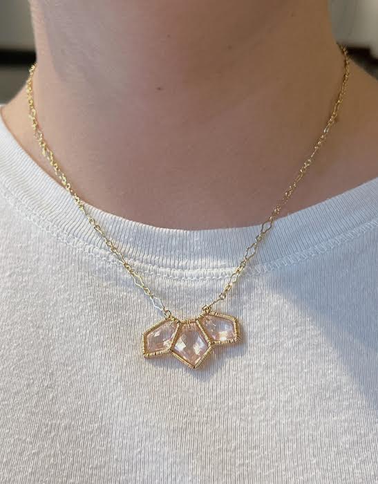 Rose Quartz Trio Necklace