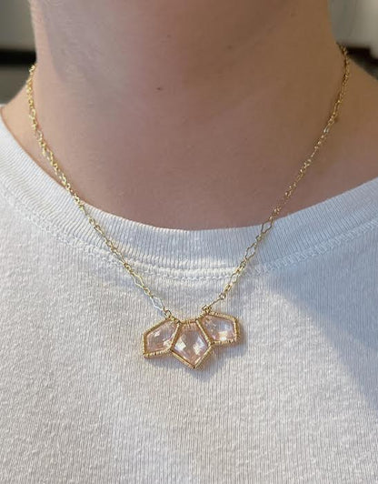 Rose Quartz Trio Necklace