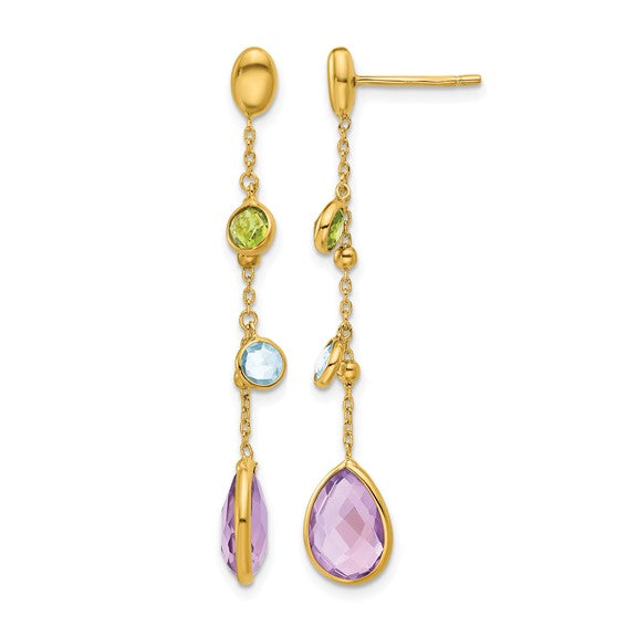 Multi Gemstone Teardrop Dangle Earrings