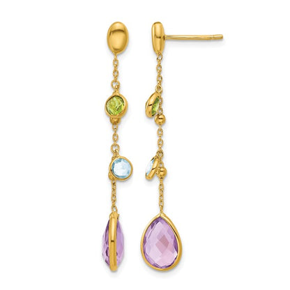 Multi Gemstone Teardrop Dangle Earrings