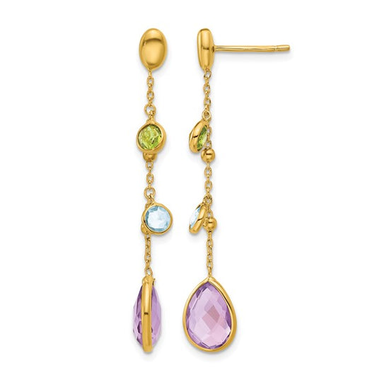 Multi Gemstone Teardrop Dangle Earrings