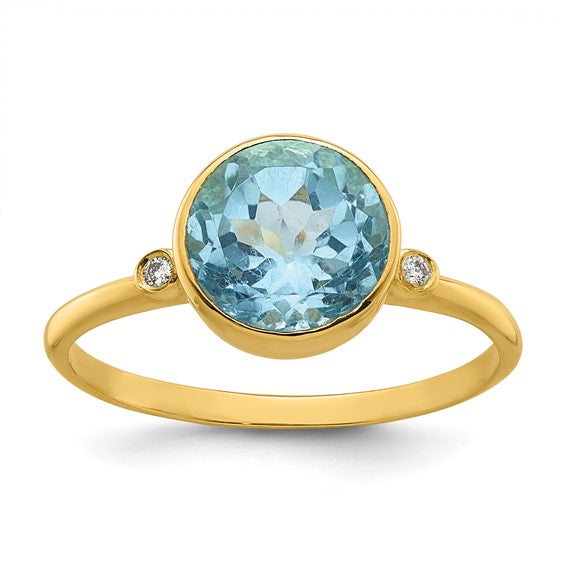 Blue Topaz & Diamond Ring