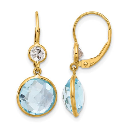 Blue Topaz & White Topaz Dangle Earrings
