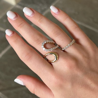 Gold and Diamond Wave Bypass Ring