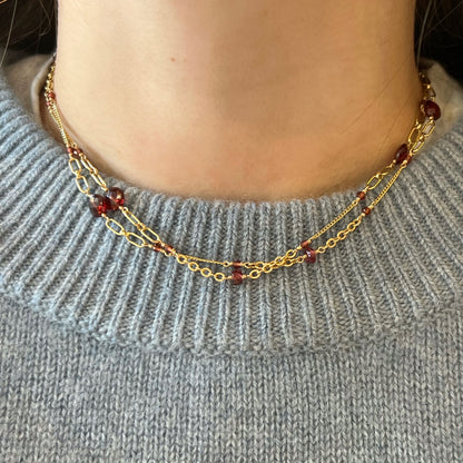 Garnet Mixed Link Necklace