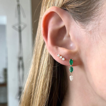 Emerald & Diamond Dangle Earrings