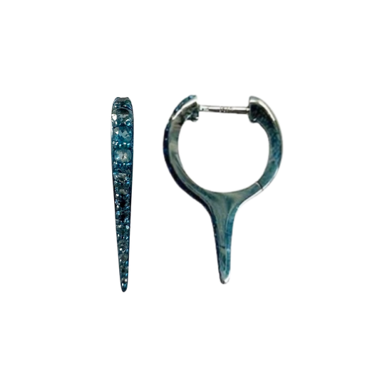 London Blue Topaz Sterling Silver Spike Huggies
