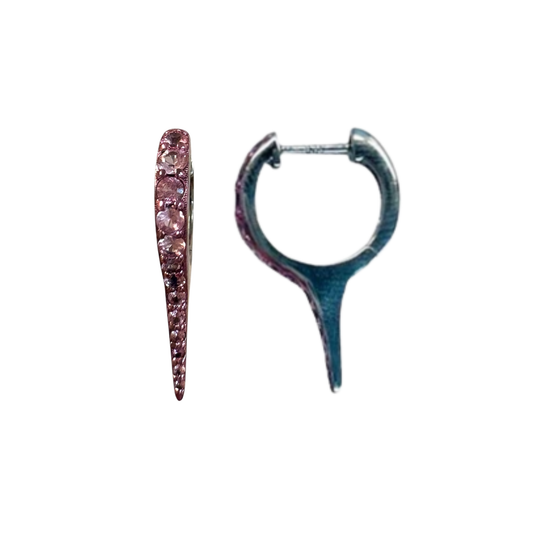 Pink Sapphire Sterling Silver Spike Earrings