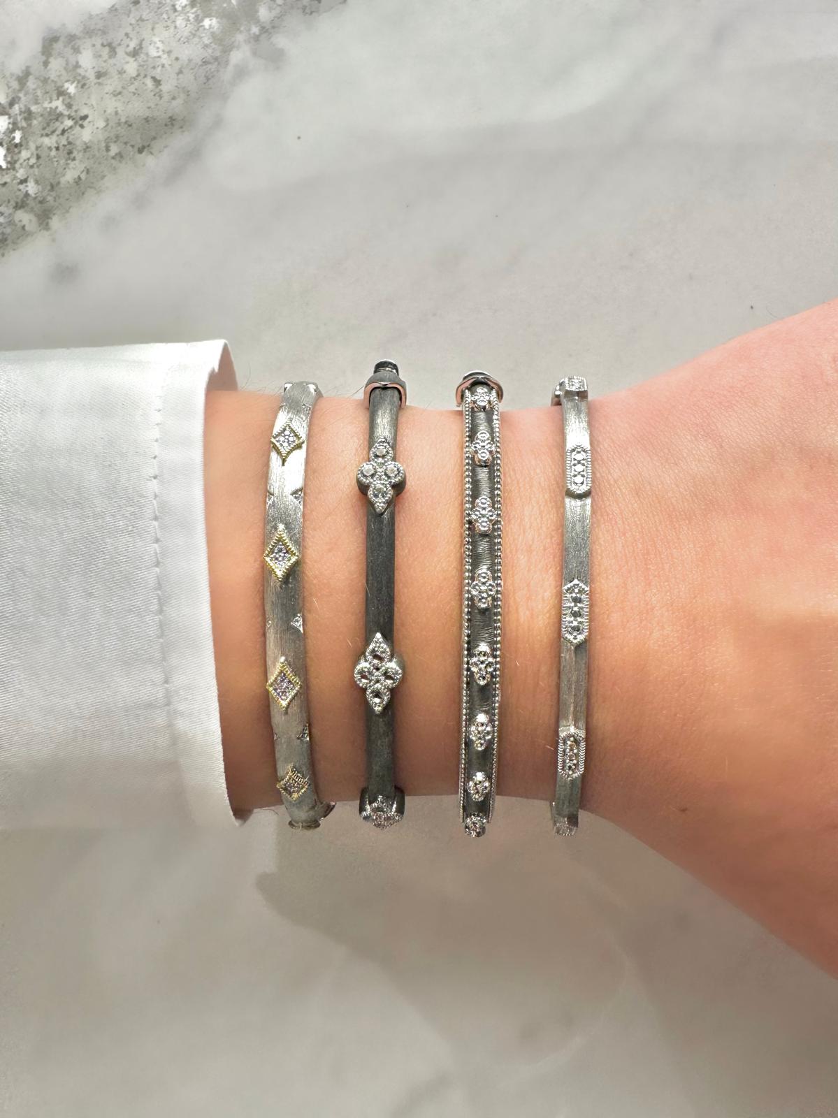 Sterling Silver Elongated Hexagon Bangle