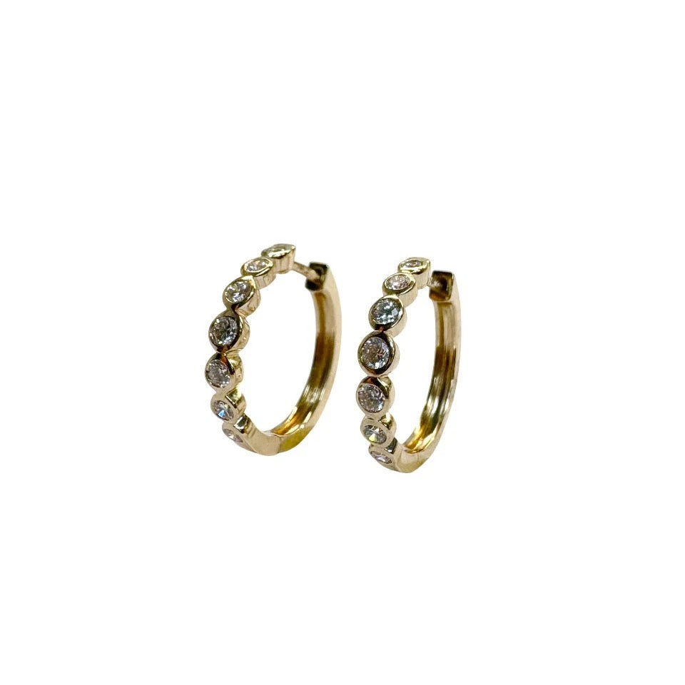 Bezel Set Lab Grown Diamond Huggie Earrings