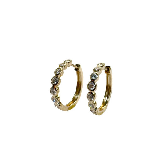 Bezel Set Lab Grown Diamond Huggie Earrings