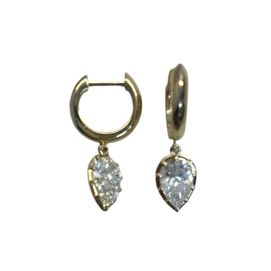 Lab Diamond Pear Shape Large Dangle Huggies