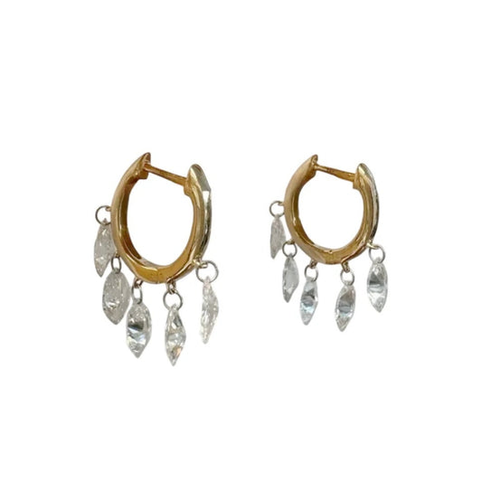 Marquise Lab Diamond Fringe Huggie Earrings