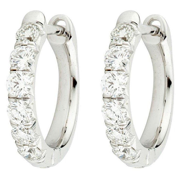 Jude White gold Diamond French Set Huggie Earrings