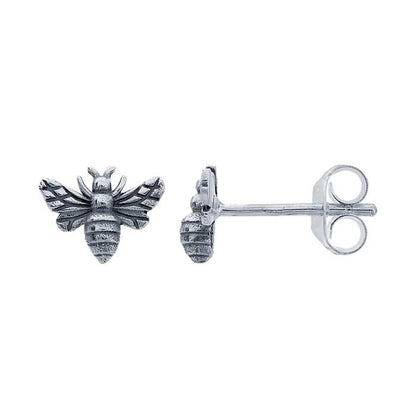 Silver Oxidized Honey Bee Studs
