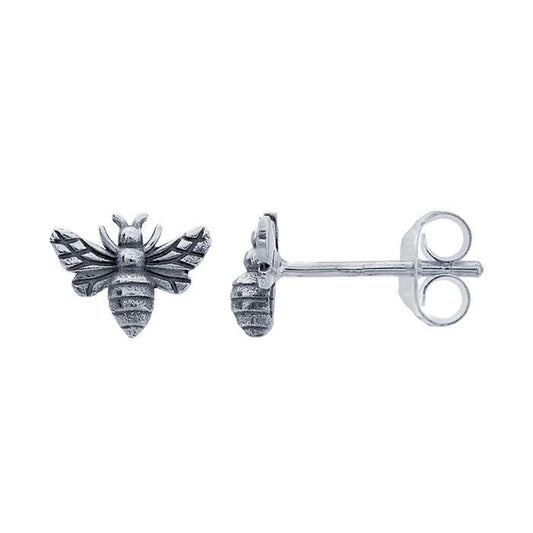 Silver Oxidized Honey Bee Studs