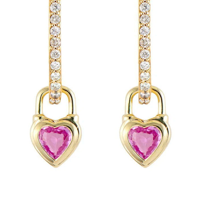 Beating Heart Pink Sapphire Earring Charms