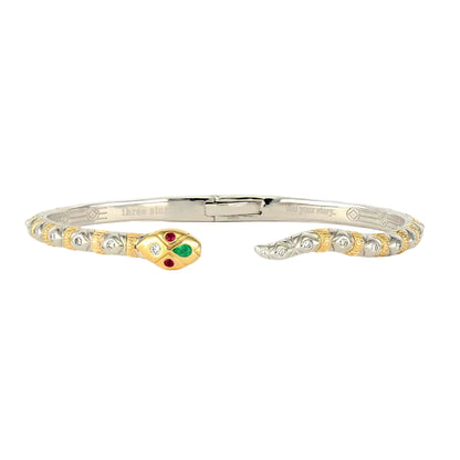 Two-Toned Open Snake Hinged Bracelet