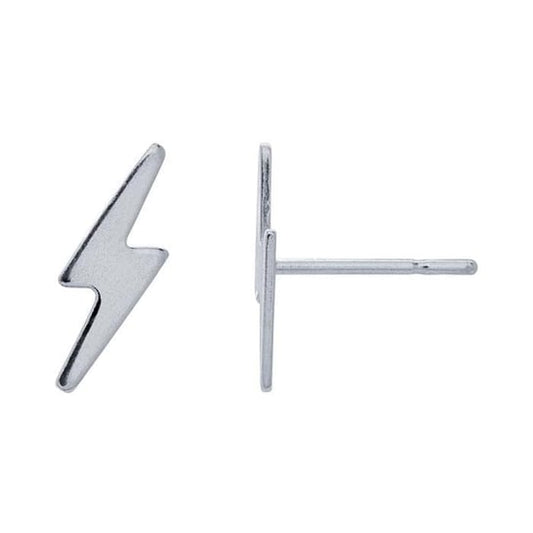 Silver Lightning Bolt Studs