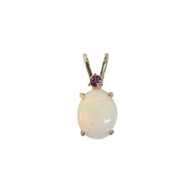 Opal Pendant with Amethyst Accent