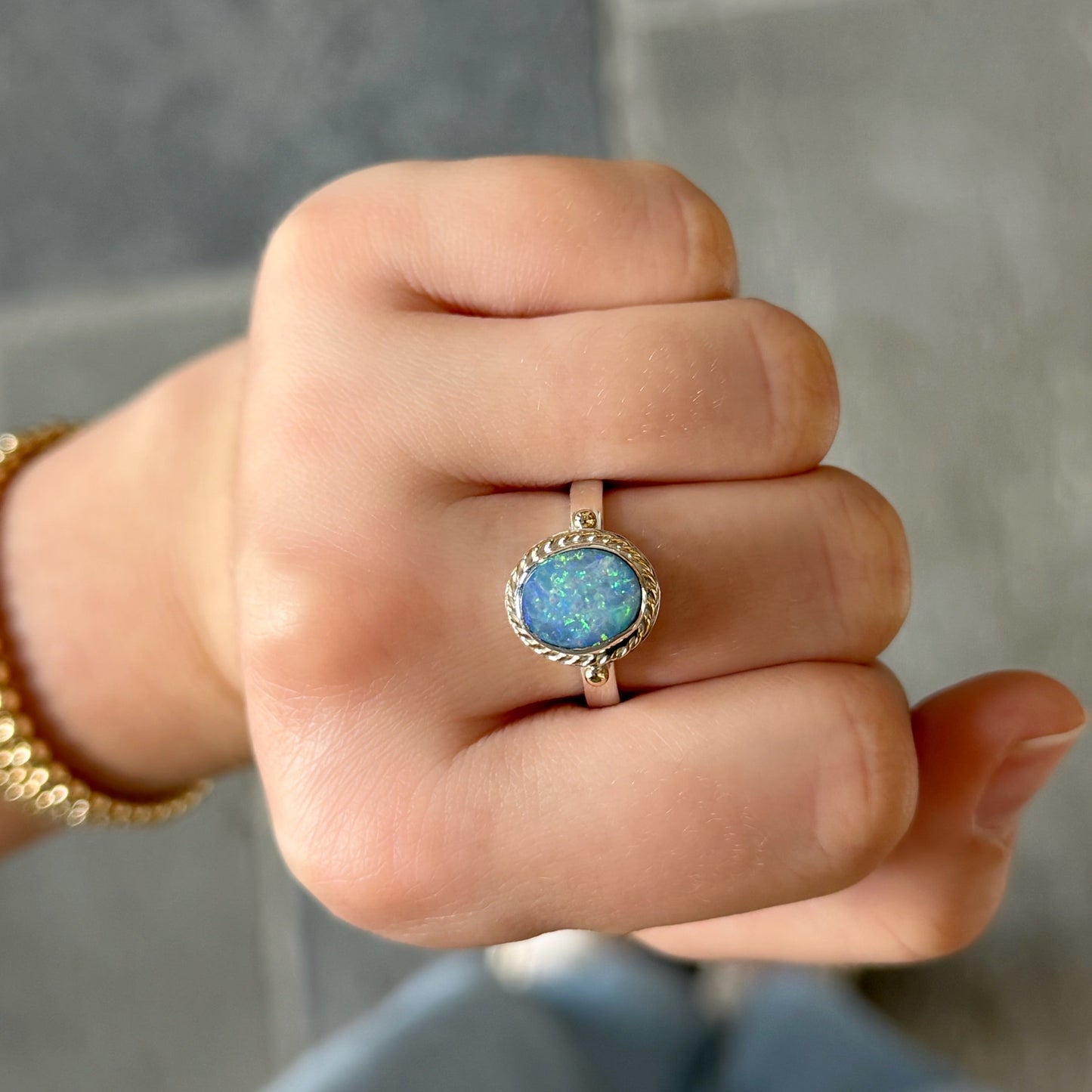 Handmade Boulder Opal Doublet Ring