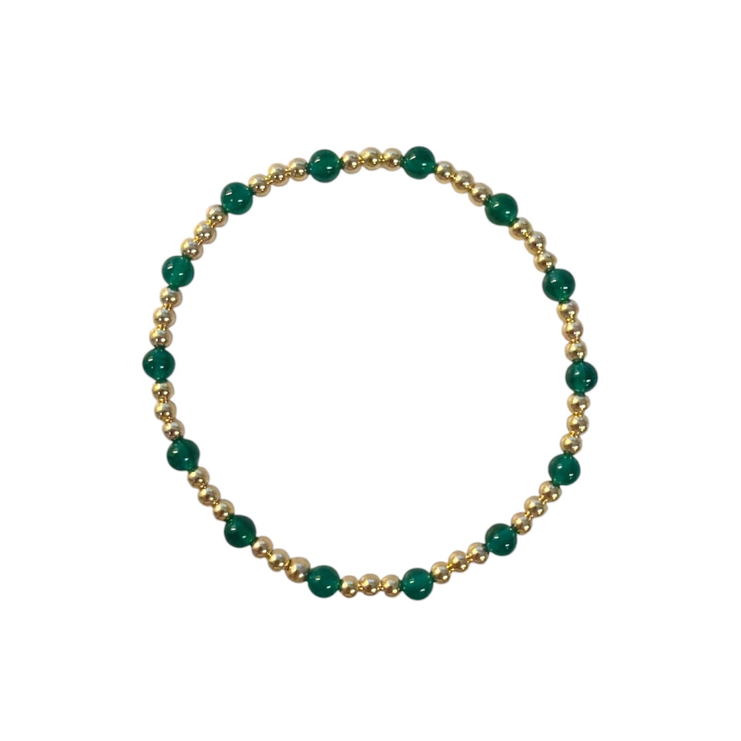Gold & Green Onyx Beaded Stretch Bracelet