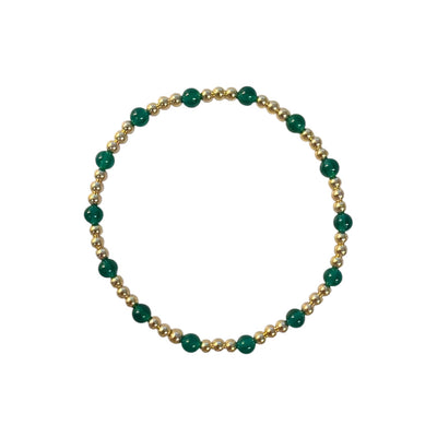 Gold & Green Onyx Beaded Stretch Bracelet