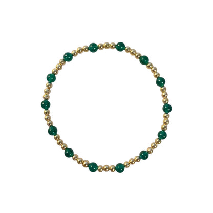 Gold & Green Onyx Beaded Stretch Bracelet