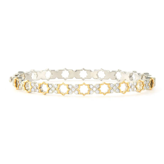 Mixed Metal Open Light Hinged Bangle