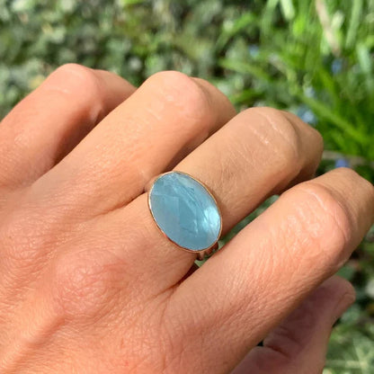 East West Oval Aquamarine Ring