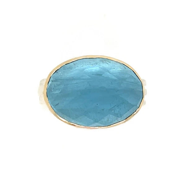 East West Oval Aquamarine Ring