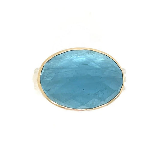 East West Oval Aquamarine Ring