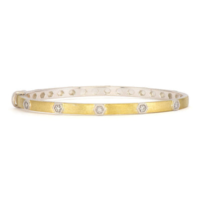 Mixed Metal Hexagon Diamond Station Bracelet