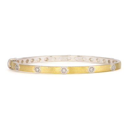 Mixed Metal Hexagon Diamond Station Bracelet