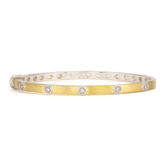 Mixed Metal Hexagon Diamond Station Bracelet