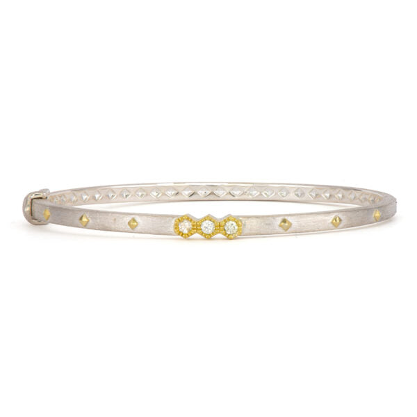 Mixed Metal Three Diamond Hexagon Bracelet