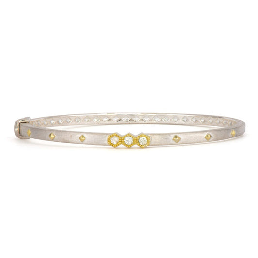 Mixed Metal Three Diamond Hexagon Bracelet