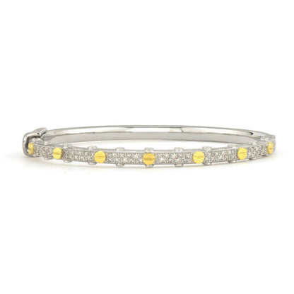 Mixed Metal Diamond Pave Nail Head Bangle