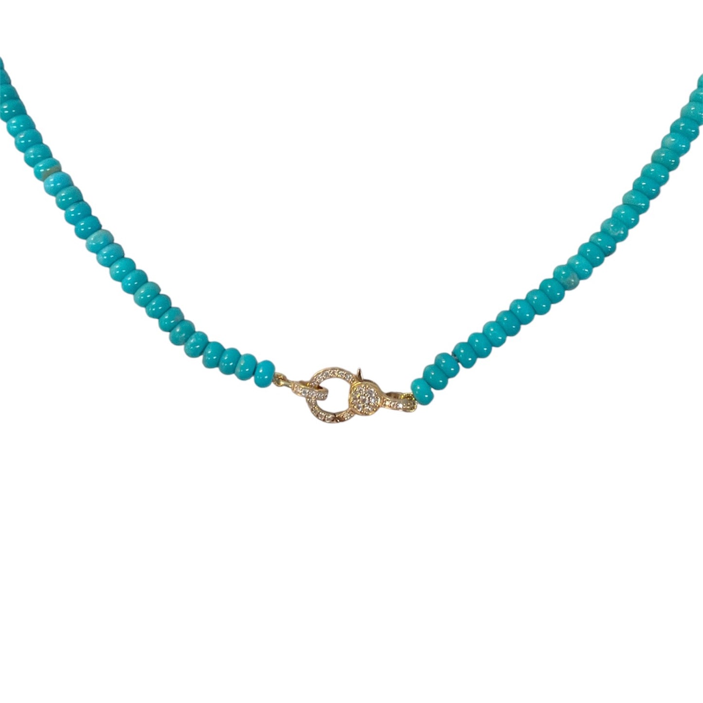 Turquoise Beaded Necklace with Diamond Clasp
