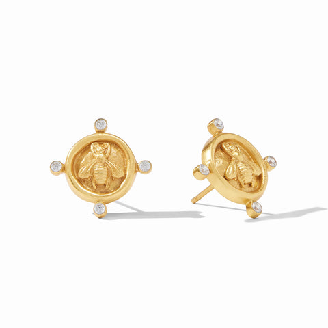 Bee Cameo Gold Stud Earring