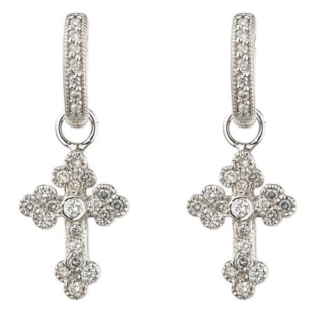 Guinevere White Gold Cross Earring Charms