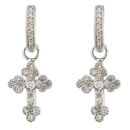 Guinevere White Gold Cross Earring Charms