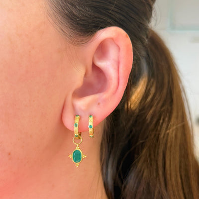Jane Huggie Earrings with Emeralds