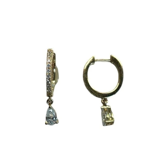 Lab Diamond Pear Dangle Huggies