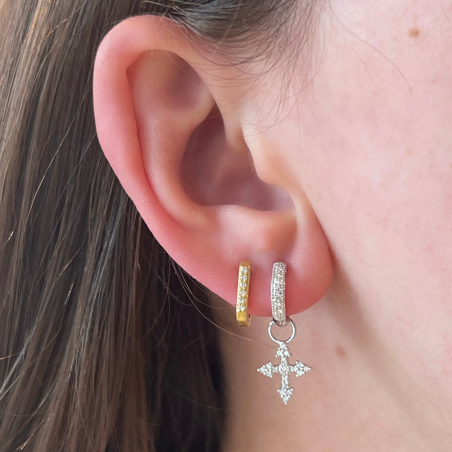 Diamond Huggie Hoop Earrings