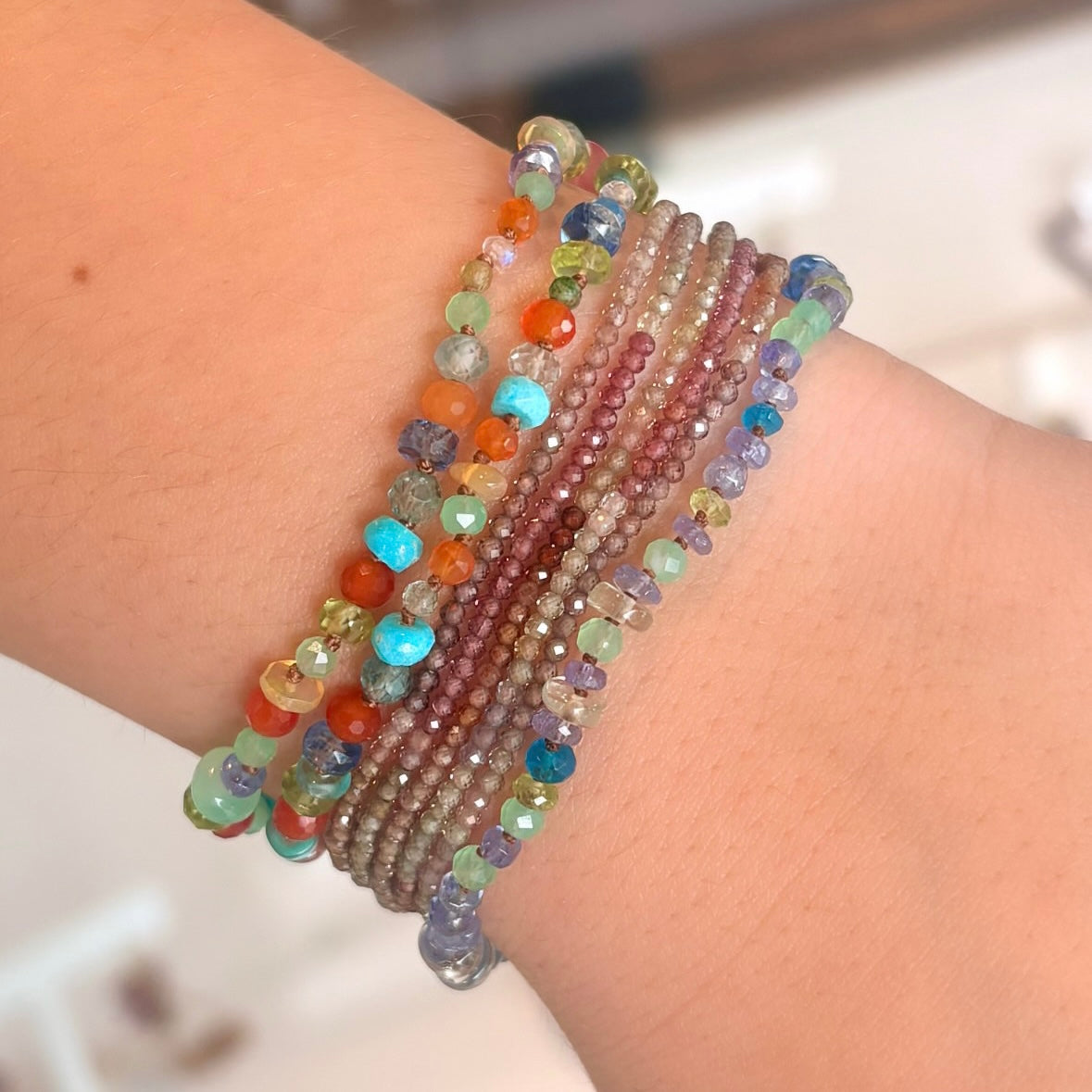 2mm Mixed Sapphire Bead Bracelet