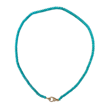 Turquoise Beaded Necklace with Diamond Clasp