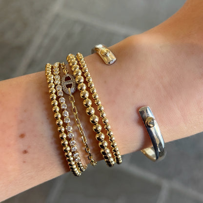 Hammered Silver Cuff with Gold Accents